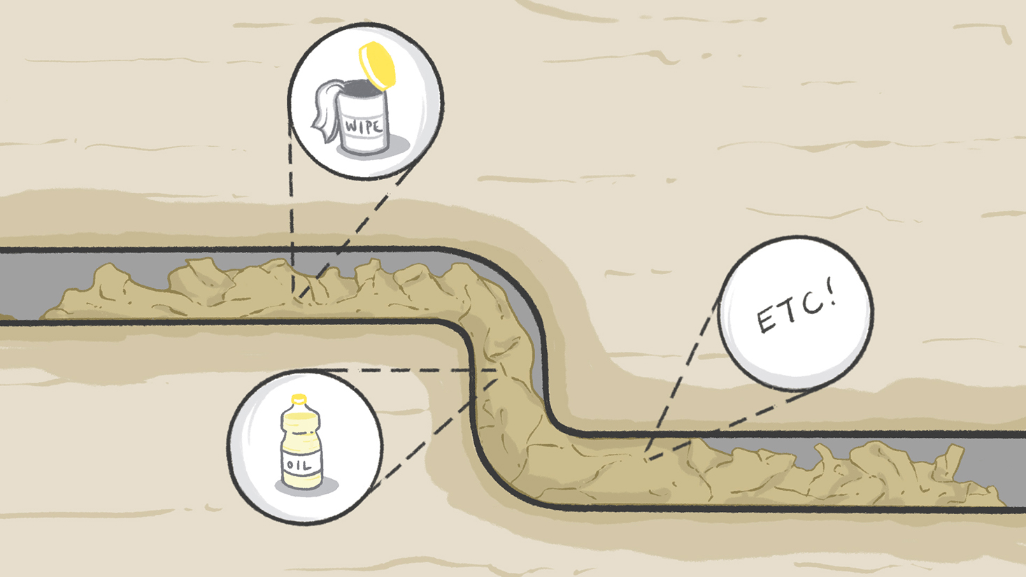 fatberg in sewer system illustration